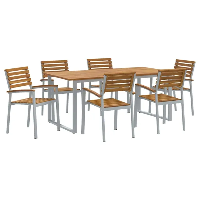 Ensemble de salle à manger pour jardin 7 pcs Gris