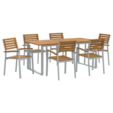 Ensemble de salle à manger pour jardin 7 pcs Gris