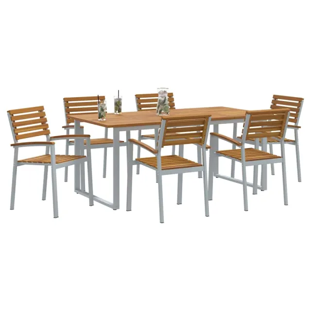 Ensemble de salle à manger pour jardin 7 pcs Gris