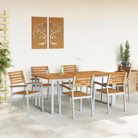 Ensemble de salle à manger pour jardin 7 pcs Gris
