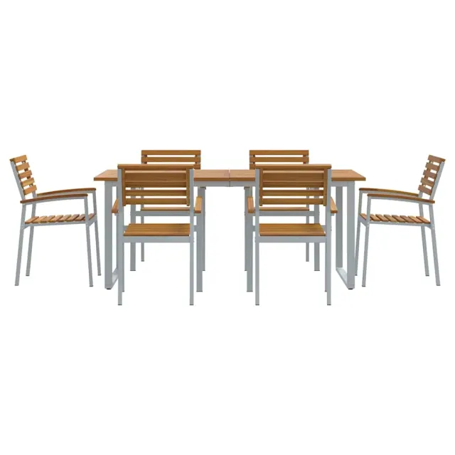 Ensemble de salle à manger pour jardin 7 pcs Gris