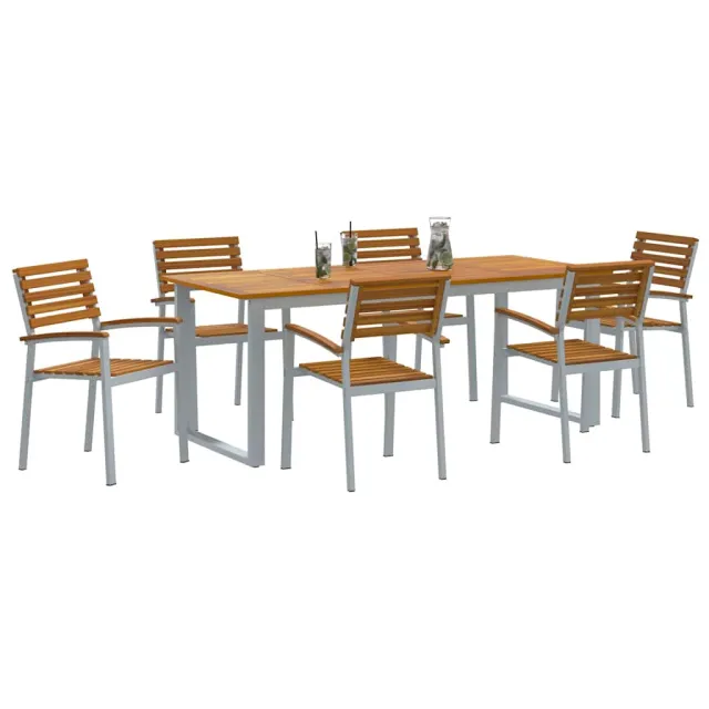 Ensemble de salle à manger pour jardin 7 pcs Gris