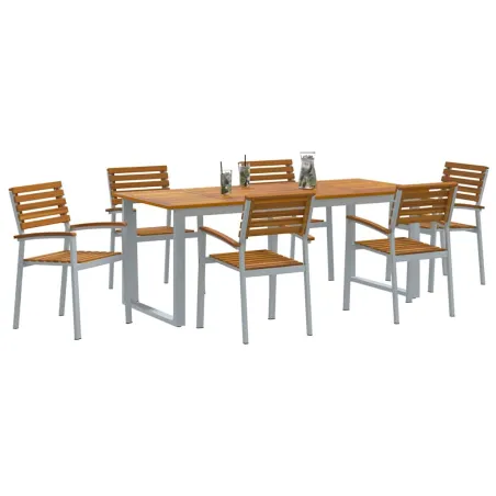 Ensemble de salle à manger pour jardin 7 pcs Gris