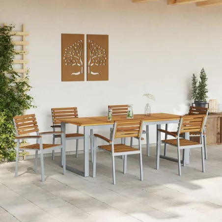 Ensemble de salle à manger pour jardin 7 pcs Gris