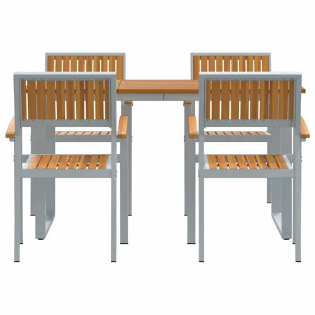 Ensemble de salle à manger pour jardin 5 pcs Gris