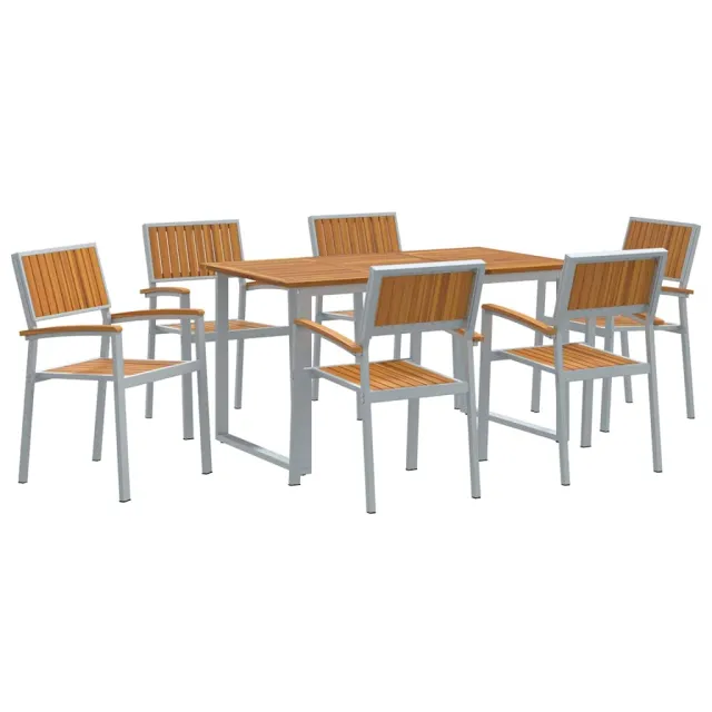 Ensemble de salle à manger pour jardin 7 pcs Gris