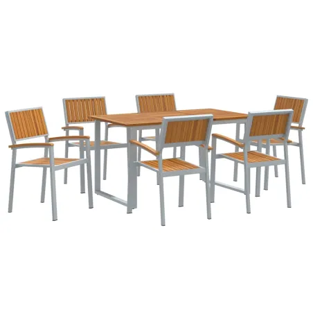 Ensemble de salle à manger pour jardin 7 pcs Gris
