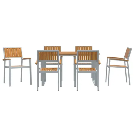 Ensemble de salle à manger pour jardin 7 pcs Gris
