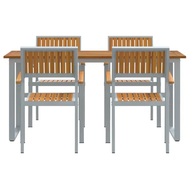 Ensemble de salle à manger pour jardin 5 pcs Gris
