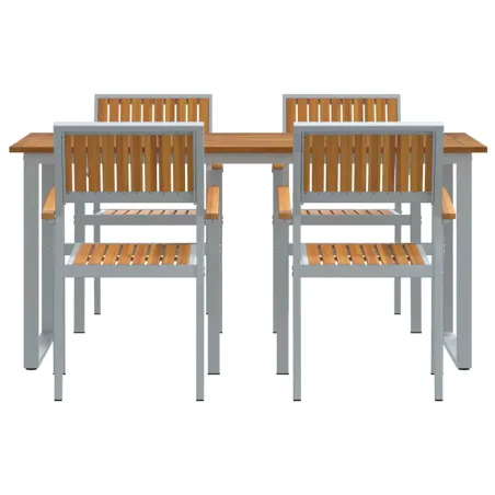 Ensemble de salle à manger pour jardin 5 pcs Gris