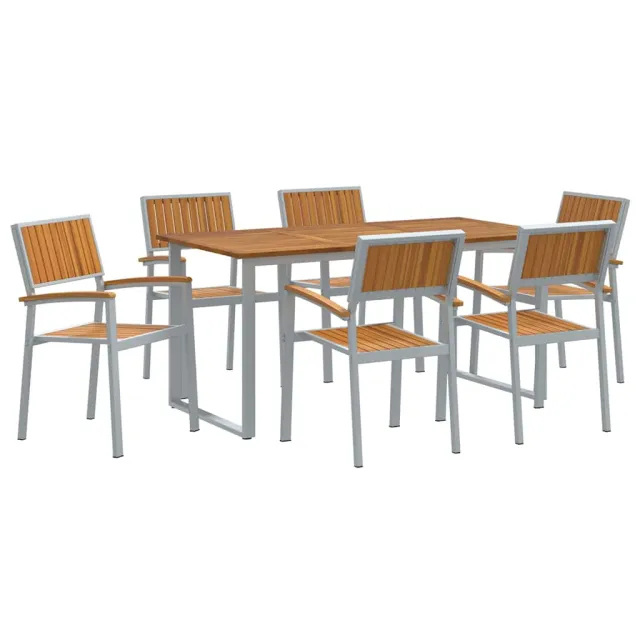 Ensemble de salle à manger pour jardin 7 pcs Gris