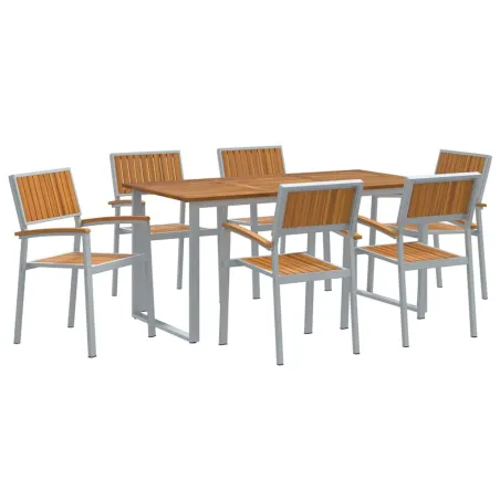 Ensemble de salle à manger pour jardin 7 pcs Gris