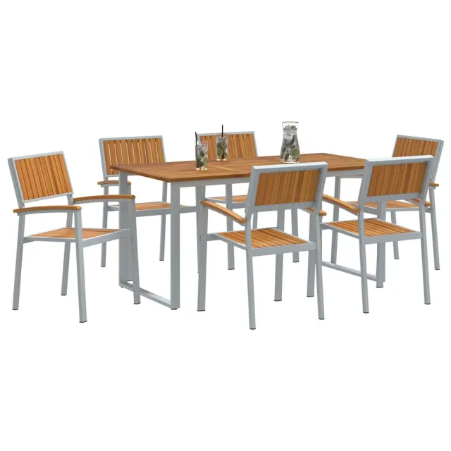 Ensemble de salle à manger pour jardin 7 pcs Gris