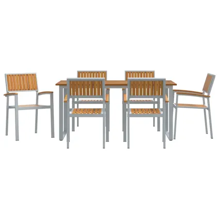Ensemble de salle à manger pour jardin 7 pcs Gris