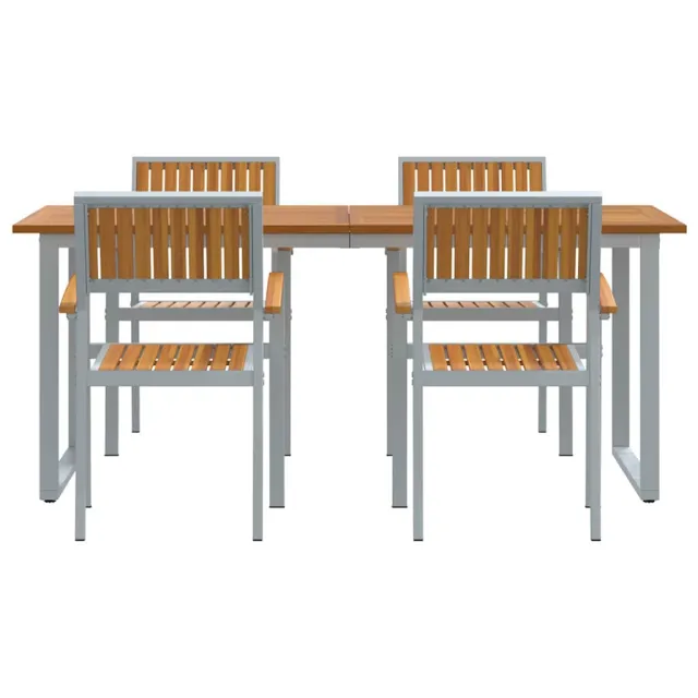 Ensemble de salle à manger pour jardin 5 pcs Gris