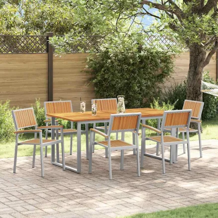Ensemble de salle à manger pour jardin 7 pcs Gris