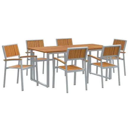 Ensemble de salle à manger pour jardin 7 pcs Gris 2