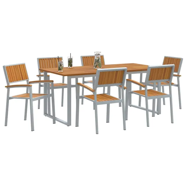 Ensemble de salle à manger pour jardin 7 pcs Gris