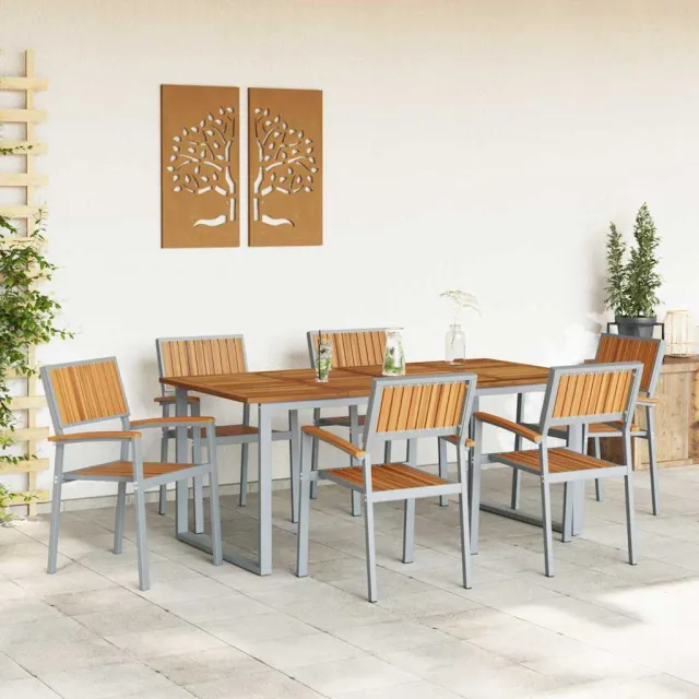 Ensemble de salle à manger pour jardin 7 pcs Gris