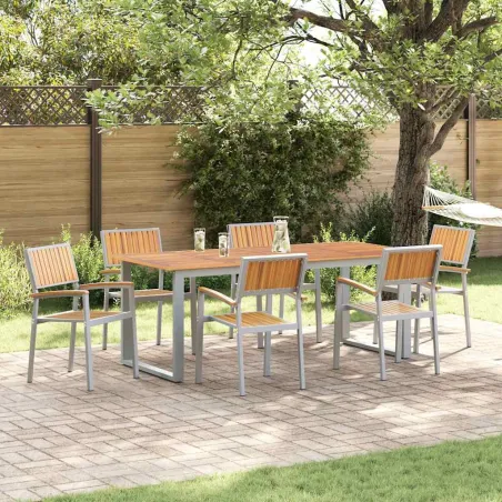 Ensemble de salle à manger pour jardin 7 pcs Gris