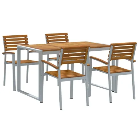 Ensemble de salle à manger pour jardin 5 pcs Gris