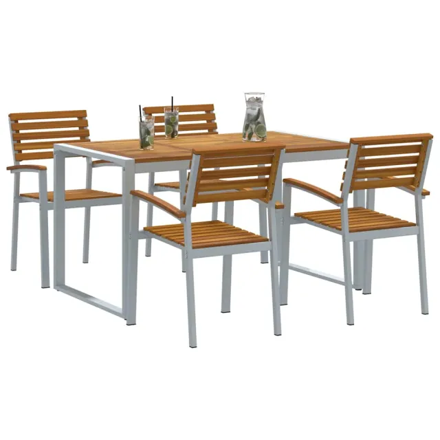 Ensemble de salle à manger pour jardin 5 pcs Gris