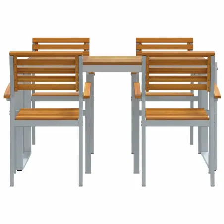 Ensemble de salle à manger pour jardin 5 pcs Gris