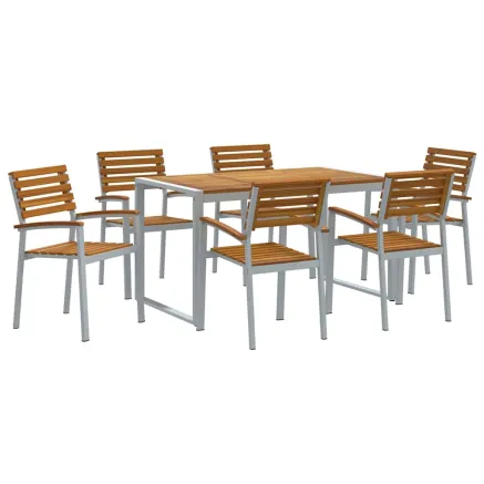 Ensemble de salle à manger pour jardin 7 pcs Gris 2