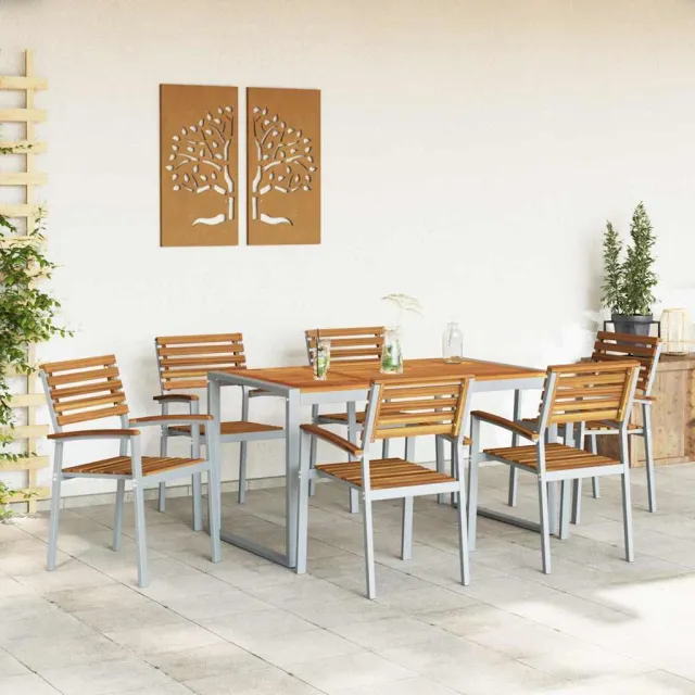 Ensemble de salle à manger pour jardin 7 pcs Gris