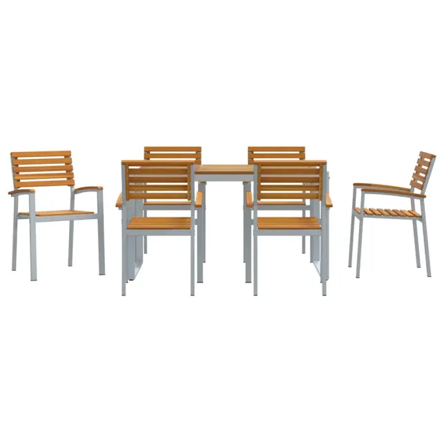 Ensemble de salle à manger pour jardin 7 pcs Gris
