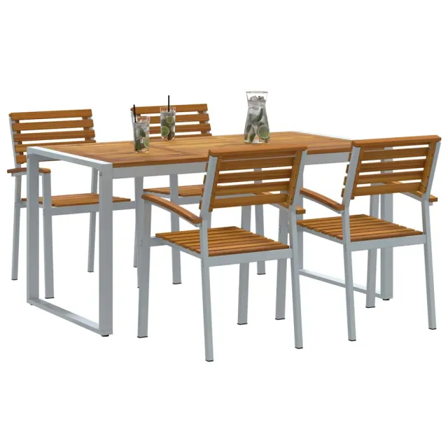 Ensemble de salle à manger pour jardin 5 pcs Gris