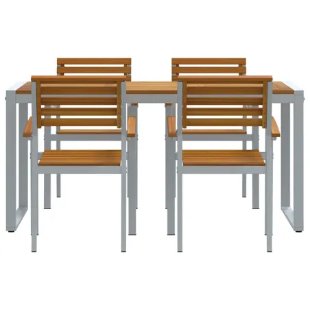Ensemble de salle à manger pour jardin 5 pcs Gris