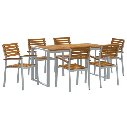 Ensemble de salle à manger pour jardin 7 pcs Gris 2