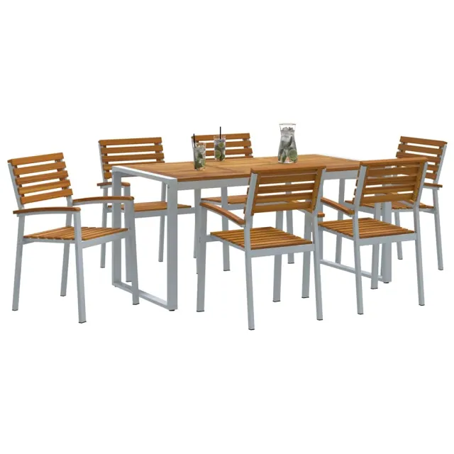 Ensemble de salle à manger pour jardin 7 pcs Gris