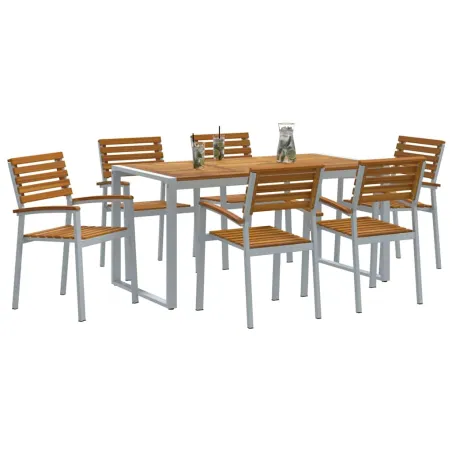 Ensemble de salle à manger pour jardin 7 pcs Gris