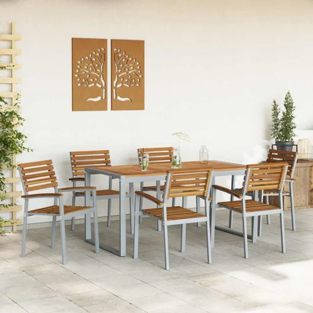Ensemble de salle à manger pour jardin 7 pcs Gris