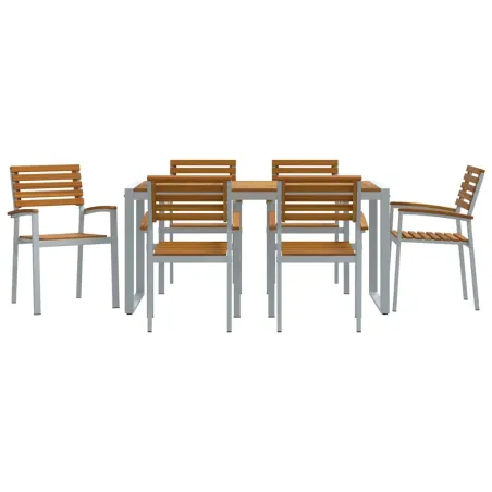 Ensemble de salle à manger pour jardin 7 pcs Gris