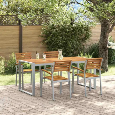 Ensemble de salle à manger pour jardin 5 pcs Gris