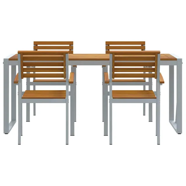 Ensemble de salle à manger pour jardin 5 pcs Gris