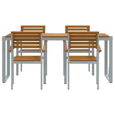 Ensemble de salle à manger pour jardin 5 pcs Gris