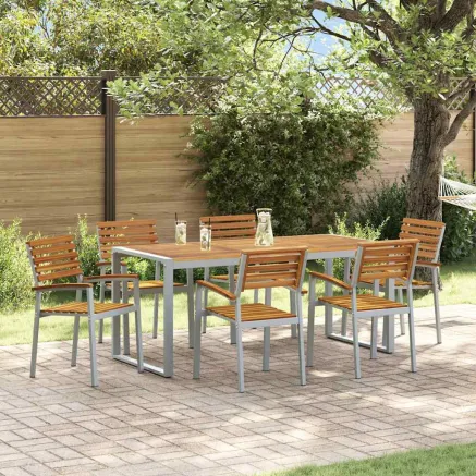 Ensemble de salle à manger pour jardin 7 pcs Gris