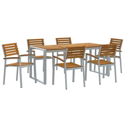 Ensemble de salle à manger pour jardin 7 pcs Gris 2
