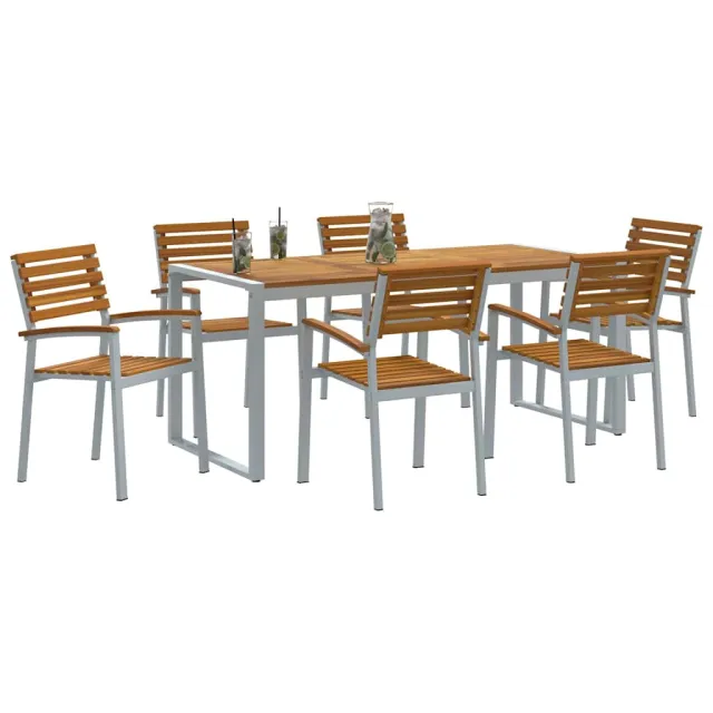Ensemble de salle à manger pour jardin 7 pcs Gris