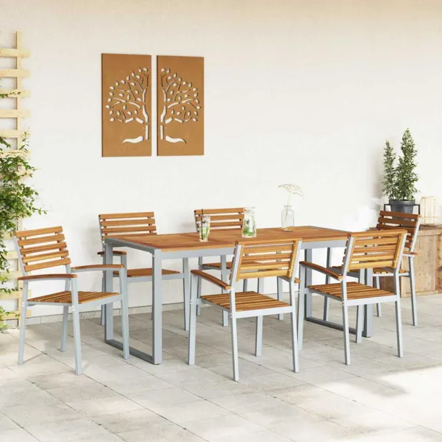 Ensemble de salle à manger pour jardin 7 pcs Gris