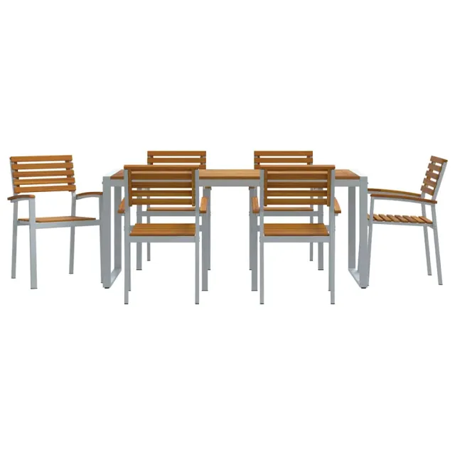 Ensemble de salle à manger pour jardin 7 pcs Gris