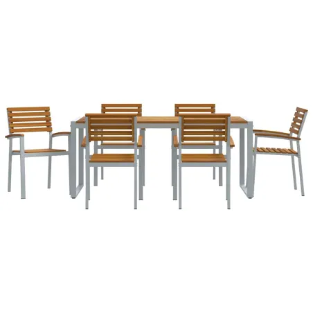 Ensemble de salle à manger pour jardin 7 pcs Gris