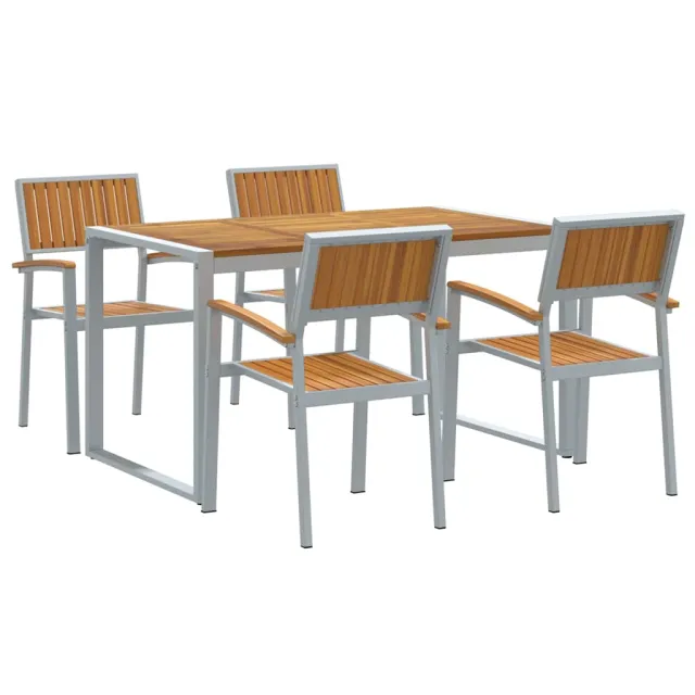 Ensemble de salle à manger pour jardin 5 pcs Gris