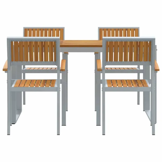 Ensemble de salle à manger pour jardin 5 pcs Gris