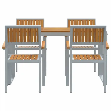 Ensemble de salle à manger pour jardin 5 pcs Gris