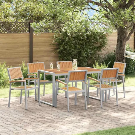 Ensemble de salle à manger pour jardin 7 pcs Gris